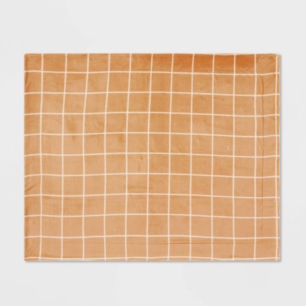 Windowpane Printed Plush Throw Blanket with Sherpa Reverse nwt academia core - Picture 2 of 3